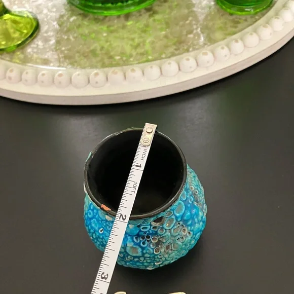 Courchevel France Turquoise Glaze Fat Lava Mini Vase
